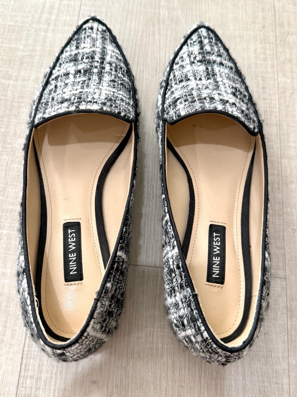 Nine West Black & White Tweed Pointed Loafers size 6.5 very chic - Picture 5 of 8